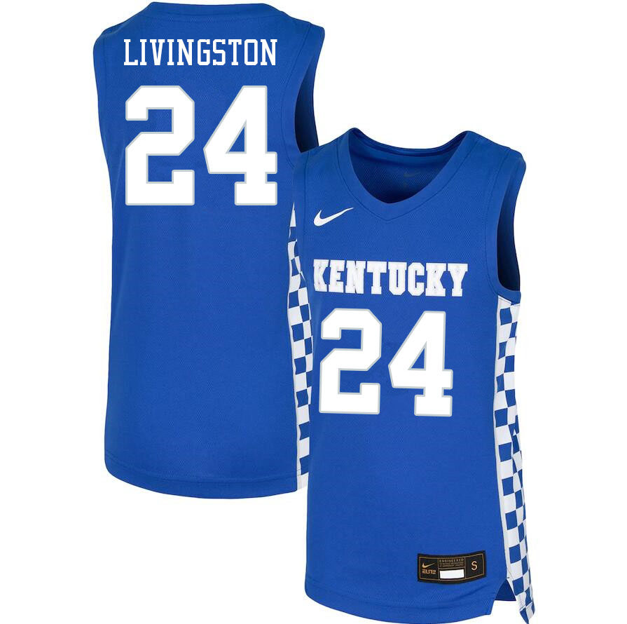 Men #24 Chris Livingston Kentucky Wildcats College Basketball Jerseys Sale-Blue